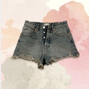 Zara Size 4 Jean Shorts Button Fly Distressed High Rise